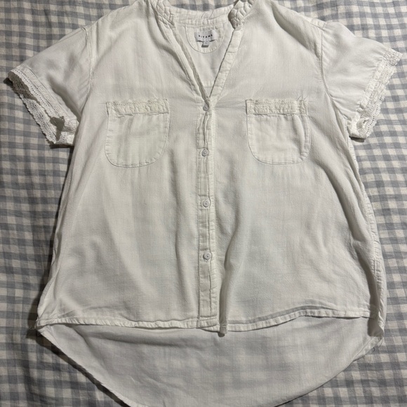 Piyama Maggie - Cotton - Lyocell Linen - Coconut White with Daisy Trim - Picture 2 of 4